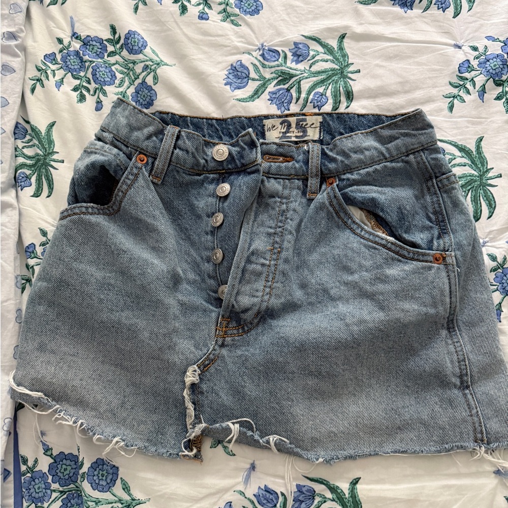 Free People Blue Denim Mini Skirt